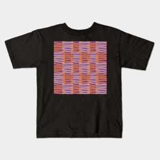 Contemporary Retro Orange Pink Purple Abstract Fibres Pattern Kids T-Shirt